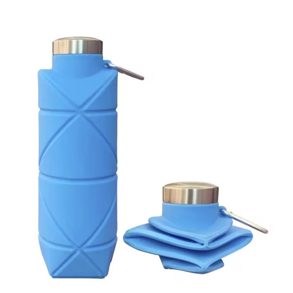 700ML Collapsible Water Bottle Leakproof Valve Reusable Silicone Foldable Travel Water Bottle 