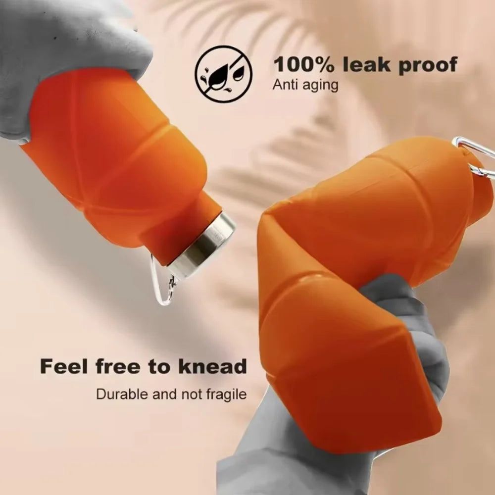 700ML Collapsible Water Bottle Leakproof Valve Reusable Silicone Foldable Travel Water Bottle 