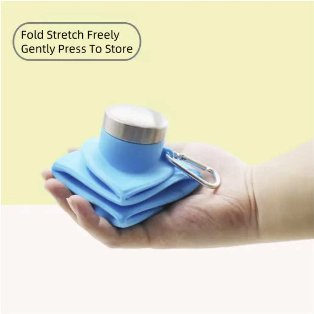 700ML Collapsible Water Bottle Leakproof Valve Reusable Silicone Foldable Travel Water Bottle 