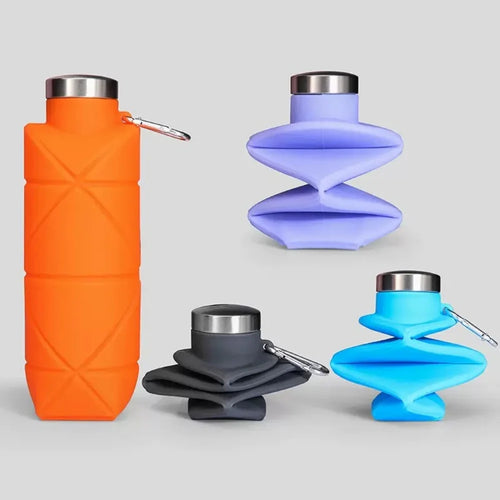 700ML Collapsible Water Bottle Leakproof Valve Reusable Silicone Foldable Travel Water Bottle 