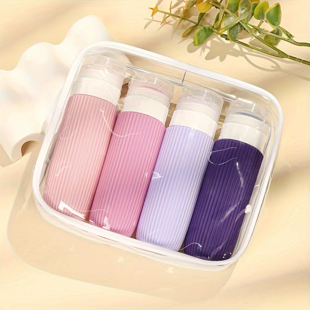 4-Piece Travel Bottle Set, Travel Accessories with Transparent Toiletry Bag.