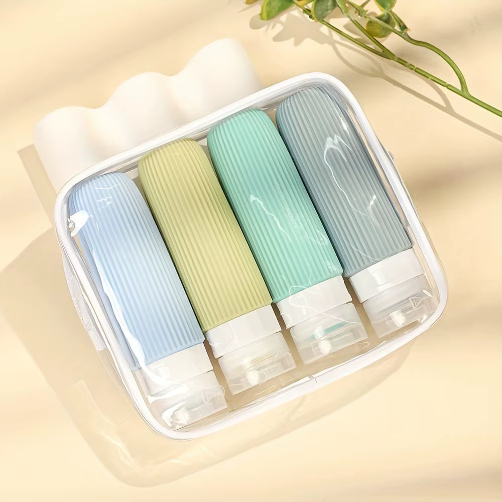 4-Piece Travel Bottle Set, Travel Accessories with Transparent Toiletry Bag.
